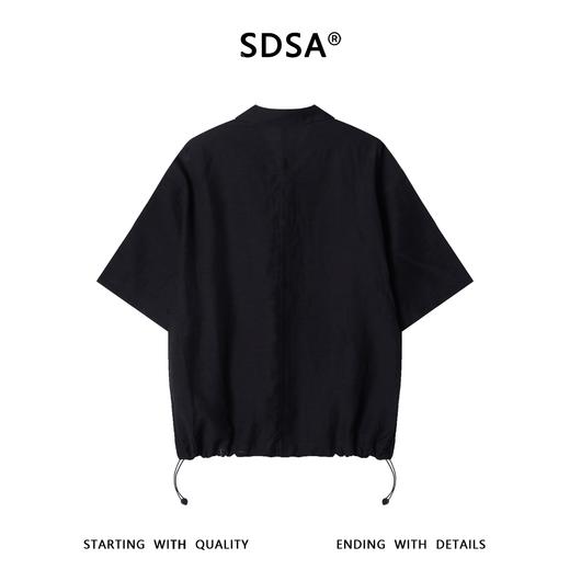 SDSA男装2026新款轻奢复古舒适半按扣翻领短袖衬衫下摆松紧百搭 商品图4