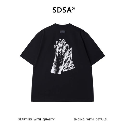 SDSA男装2026新款高贵轻奢小众简约刺绣手掌印花圆领短袖T恤百搭 商品图2