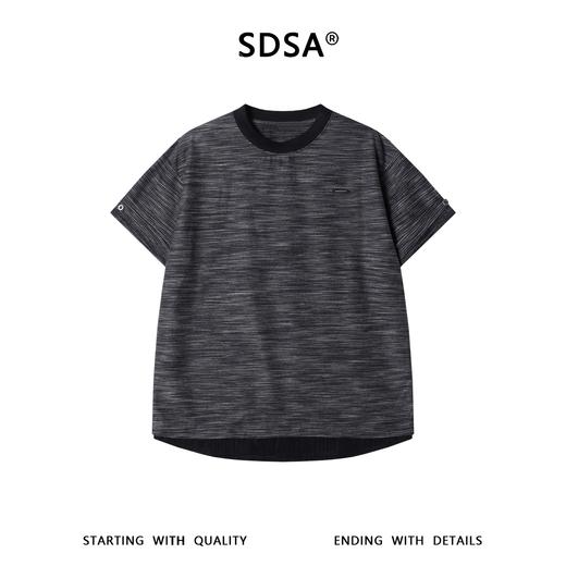 SDSA男装2026新款高贵轻奢简约扎染下摆拼接圆领短袖T恤百搭宽松 商品图0