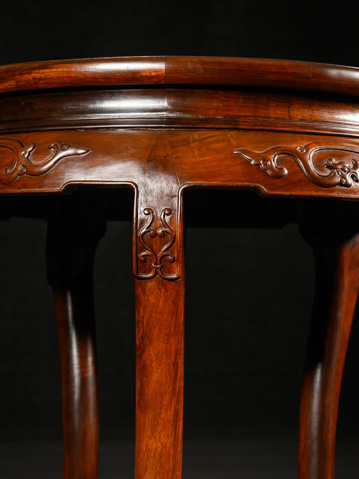 清	红木镶云石活面三弯腿五足圆台 商品图3