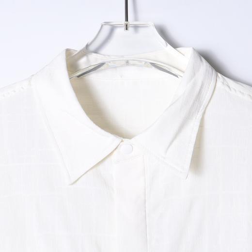 SDSA男装2026新款轻奢日系纯色提花格纹短袖衬衫双口袋百搭亲肤 商品图1