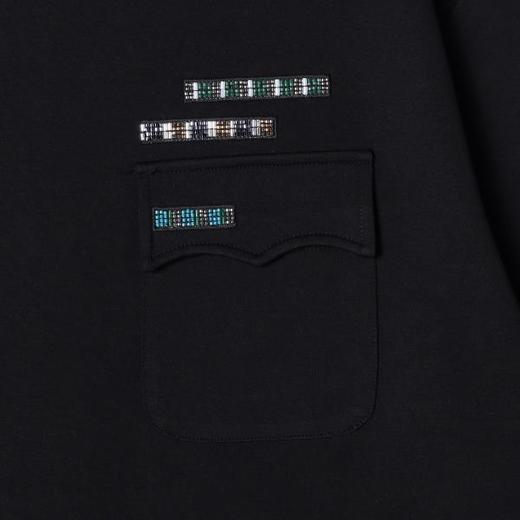 SDSA男装2026新款轻奢小众设计小珠子口袋拼接设计圆领短袖T恤潮 商品图3