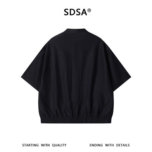 SDSA男装2026新款高贵轻奢日系复古按扣立领短袖衬衫百搭纯色上衣 商品图4