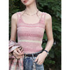 鹿向南「栖花浅影」粉色条纹吊带女夏季新款方领针织显瘦背心上衣 商品缩略图3