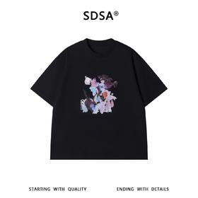 SDSA男装2026新款高贵宽松简约抽象艺术油画印花T恤百搭短袖上衣