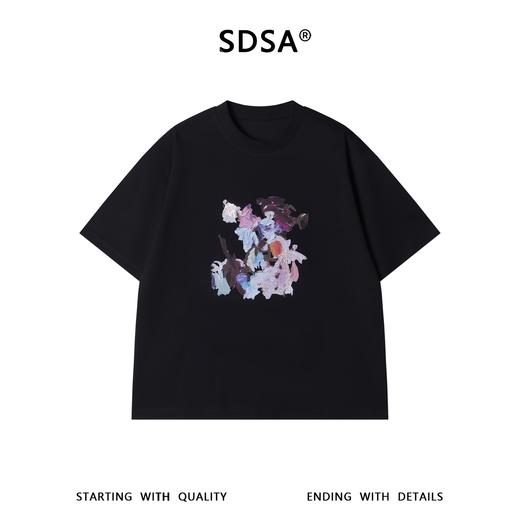 SDSA男装2026新款高贵宽松简约抽象艺术油画印花T恤百搭短袖上衣 商品图0