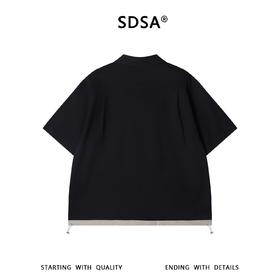 SDSA男装2026新款轻奢潮牌下摆拼接设计半拉链翻领短袖T恤百搭