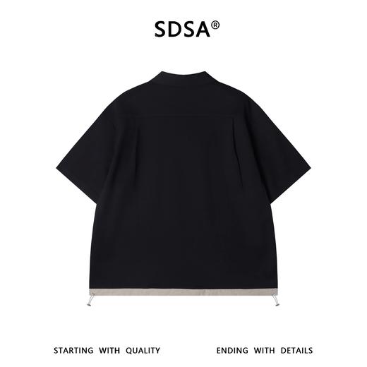 SDSA男装2026新款轻奢潮牌下摆拼接设计半拉链翻领短袖T恤百搭 商品图0