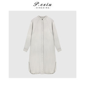 04-4潘依绣丁丁宠粉天丝极简风宽松廓形百搭圆领中长款风衣外套Q46998