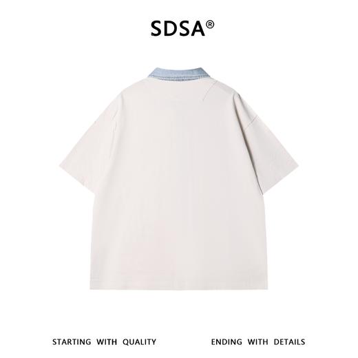 SDSA男装2026新款高贵轻奢美式宽松刺绣字母拼接翻领短袖T恤百搭 商品图1