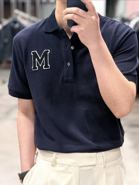 蒙口 26ss刺绣字母标识贴饰短袖POLO衫