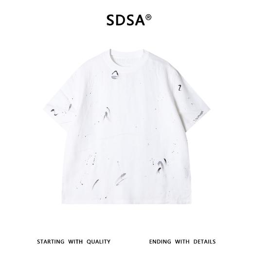 SDSA男装2026新款高贵轻奢潮牌撞色泼墨印花圆领短袖T恤百搭宽松 商品图0