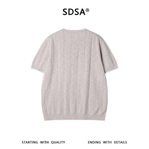 SDSA男装2026新款高贵轻奢坑条撞色边短袖针织T恤宽松肌理感上衣 商品图4