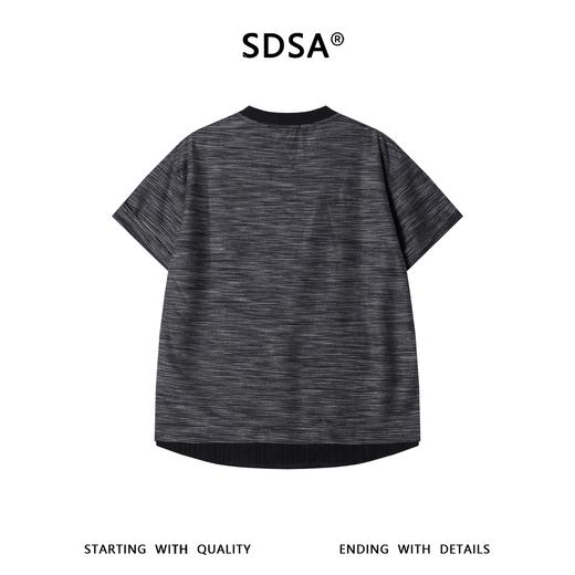 SDSA男装2026新款高贵轻奢简约扎染下摆拼接圆领短袖T恤百搭宽松 商品图4