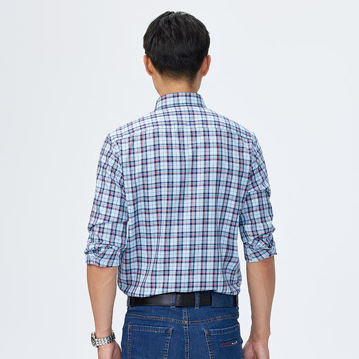 【桑蚕丝】德鲨长袖格子衬衫男2025春季新款休闲男装衬衣 商品图4