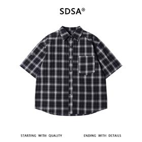SDSA男装2026新款高贵轻奢日系少年感撞色格纹格子短袖衬衫百搭