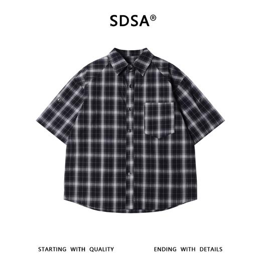 SDSA男装2026新款高贵轻奢日系少年感撞色格纹格子短袖衬衫百搭 商品图0