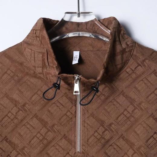 SDSA男装2026新款提花格纹半拉链立领短袖T恤下摆抽绳设计百搭 商品图1