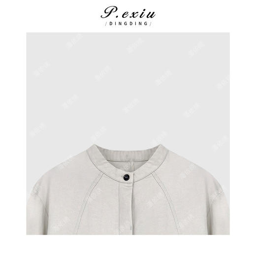 04-4潘依绣丁丁宠粉天丝极简风宽松廓形百搭圆领中长款风衣外套Q46998 商品图2