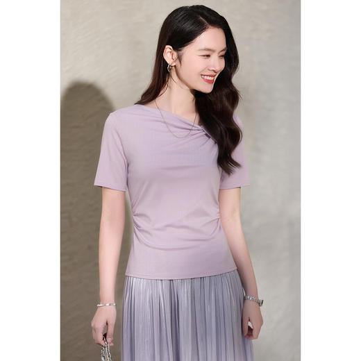 【预售7天】米思阳2026夏季新款设计感荡领优雅通勤风T恤百搭休闲上衣女1654 商品图5