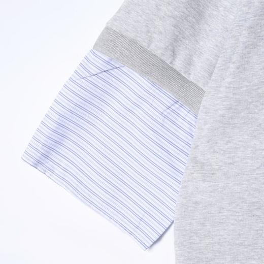 SDSA男装2026新款高贵轻奢假两件条纹拼接翻领小众设计感宽松短袖 商品图2