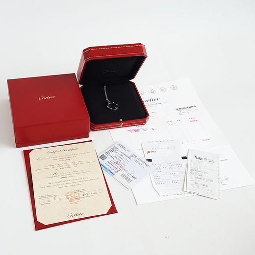 【95新】Cartier卡地亚LOVE系列B7014900 18K白金六钻大圆饼LOVE项链 链长约43cm、外径23.4mm中性款040426NJS15 商品图1