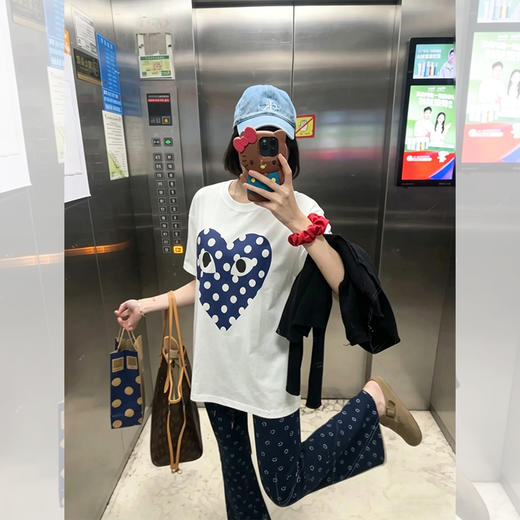 <曾小咸推荐>4.11新品上新 260G纯棉川久波点爱心短袖  日常109！！ 活动价79！！【预售款，预计3-15天发货】 商品图0