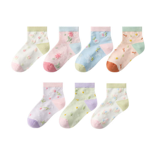 MM 山姆 Member's Mark 吸湿速干长绒棉女童袜 7双装 商品图0