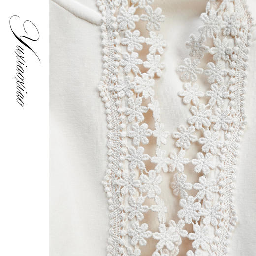 【大货捡漏，不退不换，微瑕】  【剑桥花语】高含棉双色拼接蕾丝花边连帽卫衣&休闲裤套装女 商品图2