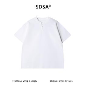 SDSA男装2026新款高贵轻奢简约纯色纽扣亨利领短袖T恤百搭时尚