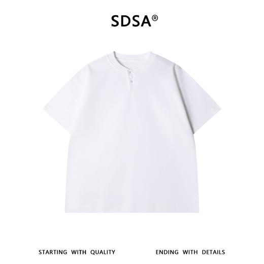 SDSA男装2026新款高贵轻奢简约纯色纽扣亨利领短袖T恤百搭时尚 商品图0