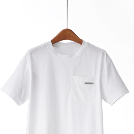 「高货yn」全新升级【铂金会员165/天猫219/差价54】(13111)洛诗琳气质简约长绒棉T恤2026新款口袋镶珠圆领百搭短袖上衣 商品图1