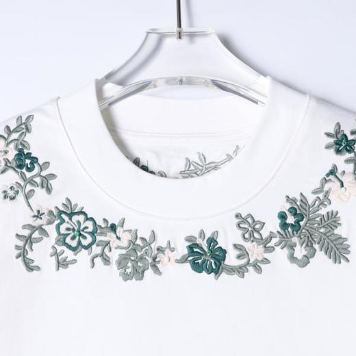 SDSA男装2026新款高贵轻奢简约领口刺绣植物花卉圆领短袖T恤百搭 商品图1