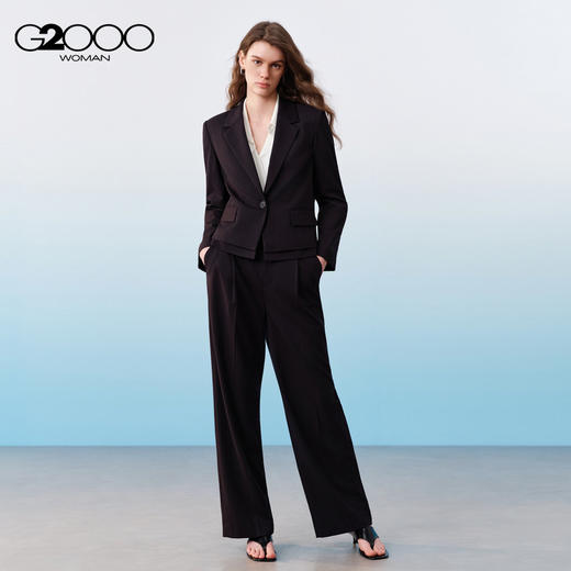 G2000女装SS26商场新款【宽松条纹/可机洗】双层下摆商务通勤西装61212045 商品图1