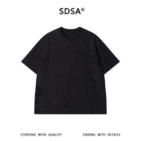 SDSA男装2026新款高贵轻奢简约时尚磨毛纯色圆领短袖T恤休闲百搭