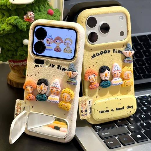 【自带补妆镜❗实用满分】立体趣味人偶适用苹果17promax手机壳iPhone15保防摔护套13。ri 商品图0