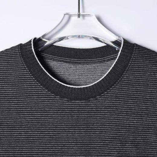 SDSA男装2026新款高贵轻奢简约条纹撞色领口短袖T恤百搭休闲上衣 商品图1