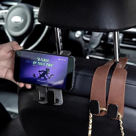 「双挂钩！高级感翻毛皮」汽车挂钩车载座椅背升级隐藏双挂钩翻毛皮后排车内用装饰包包储物挂钩 商品图1