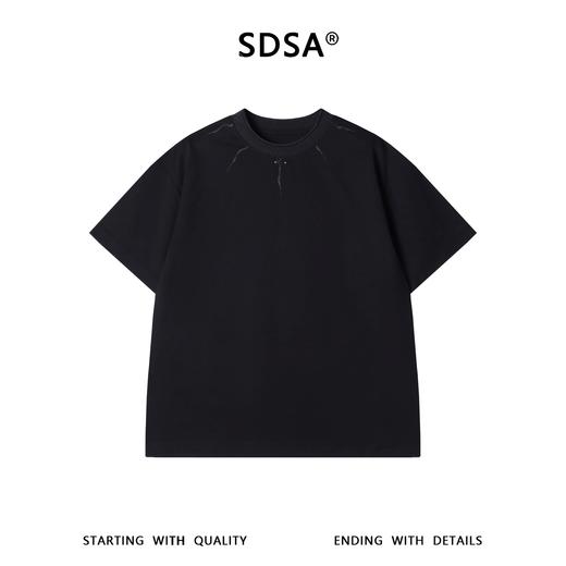 SDSA男装2026新款高贵轻奢设计感简约小标拼接领口圆领短袖T恤 商品图0