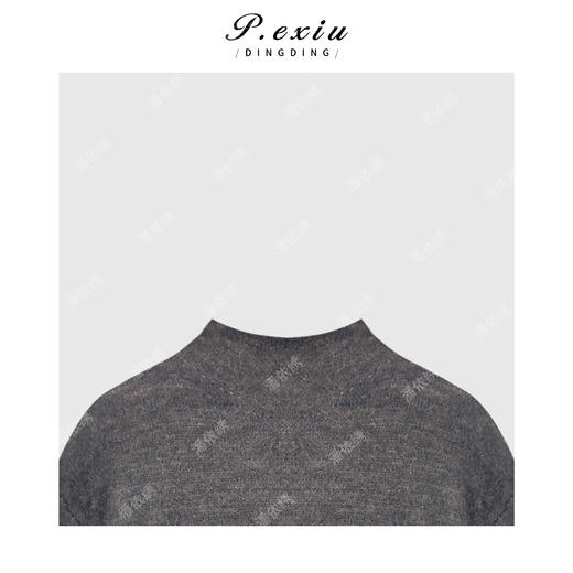 04-4潘依绣丁丁宠粉绵羊毛设计感撞色慵懒风软糯翻袖圆领针织上衣Q54214 商品图2