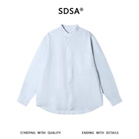 SDSA男装2026新款高贵轻奢日系少年感纯色立领长袖衬衫百搭时尚