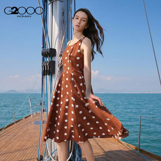 G2000女装SS26商场新款【泡泡纱】清纯甜美波点收腰背心连衣裙61231076 商品图1