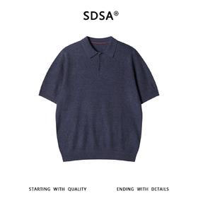 SDSA男装2026新款高贵轻奢复古肌理感针织翻领短袖T恤百搭休闲