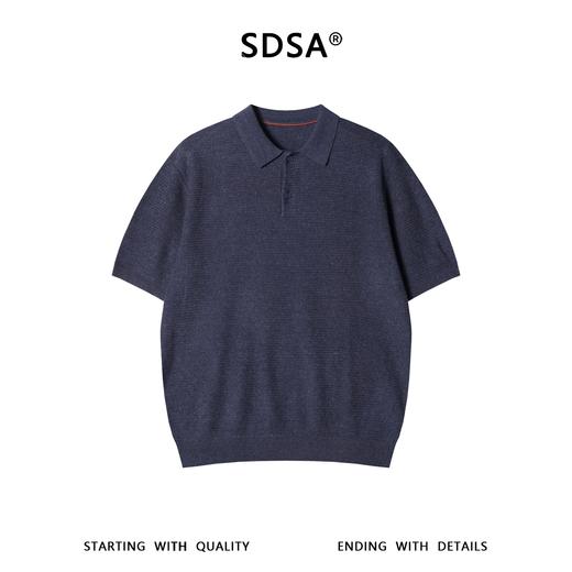 SDSA男装2026新款高贵轻奢复古肌理感针织翻领短袖T恤百搭休闲 商品图0