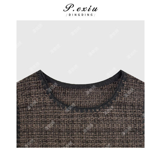 04-4潘依绣丁丁宠粉羊毛复古小香风格纹明线包边圆领无袖连衣裙Q49581 商品图2