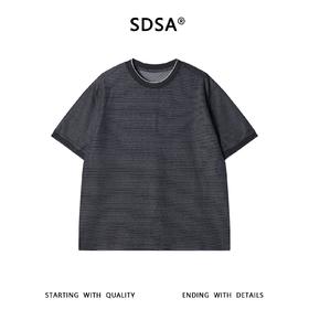 SDSA男装2026新款高贵轻奢简约条纹撞色领口短袖T恤百搭休闲上衣