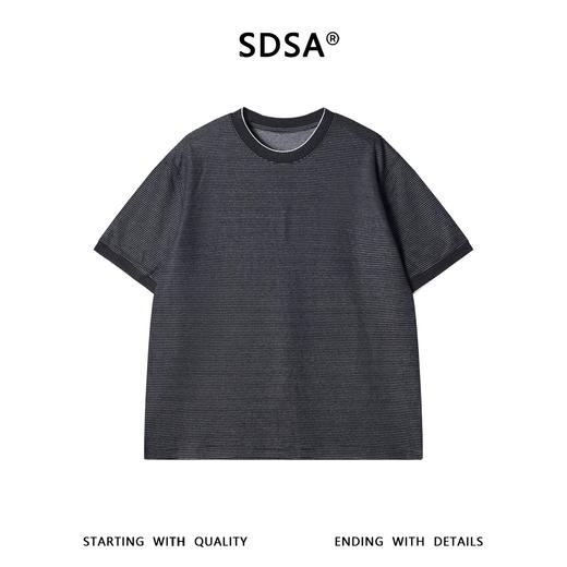 SDSA男装2026新款高贵轻奢简约条纹撞色领口短袖T恤百搭休闲上衣 商品图0