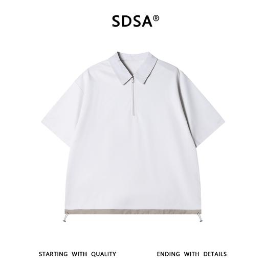SDSA男装2026新款轻奢潮牌下摆拼接设计半拉链翻领短袖T恤百搭 商品图0