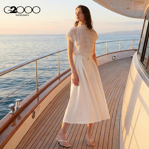 G2000女装SS26商场新款【阔腿裤/配赠腰带】亚麻弹性质感休闲裤61267147 商品图1