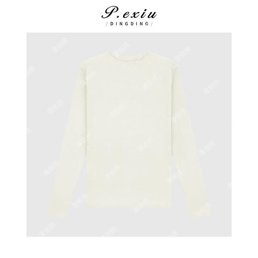 04-4潘依绣丁丁宠粉羊毛百搭镂空肌理感打底长袖针织上衣 ZZ25081 商品图0